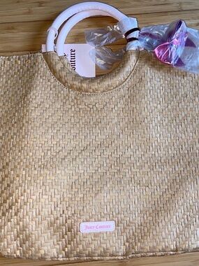 Juicy Couture Wicker Straw Tote Handbag